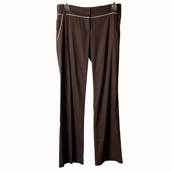 Bebe Vintage Linen Pant Suit | Dark Rum/Brown w/White Trim & Belt | EUC - Picture 12 of 16